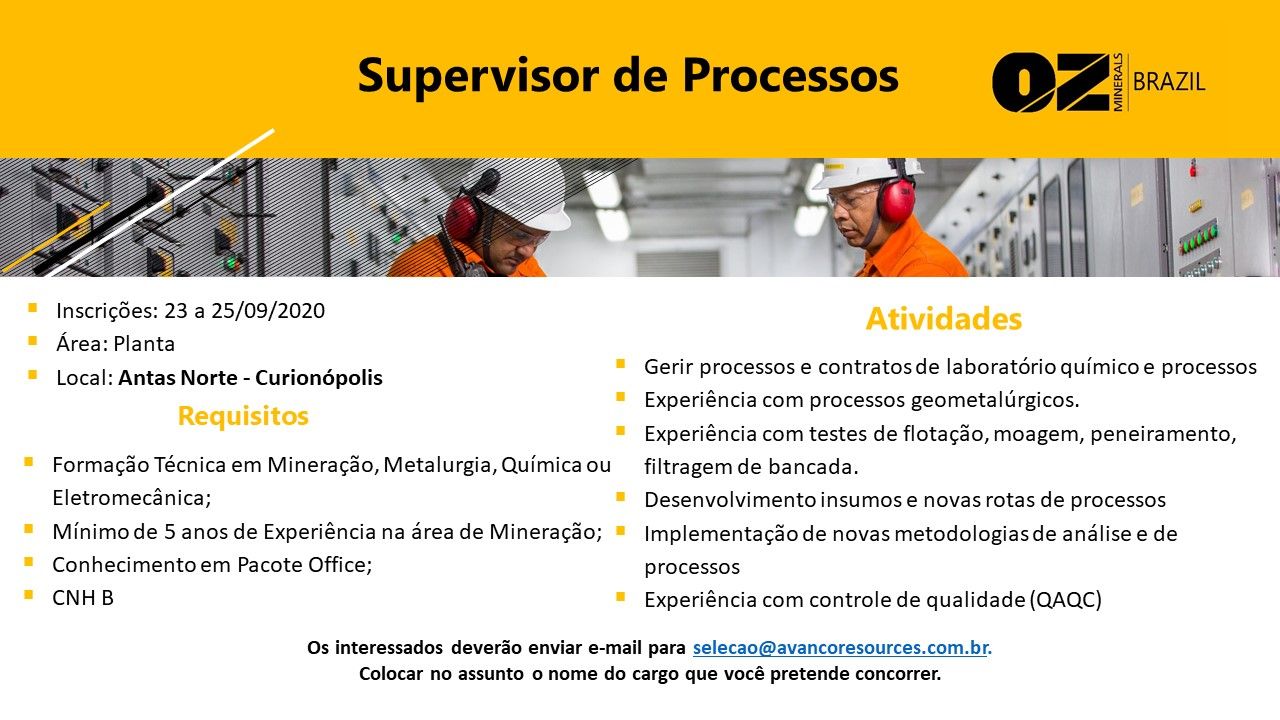 oz minerals brazil abre processo seletivo