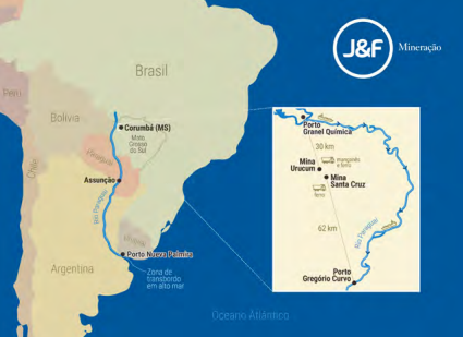 Após retomar produção em Urucum, J&F efetua transbordo de 170 mil t Fe de barcaças para navio